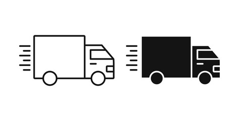 Moving truck icons on white background for web