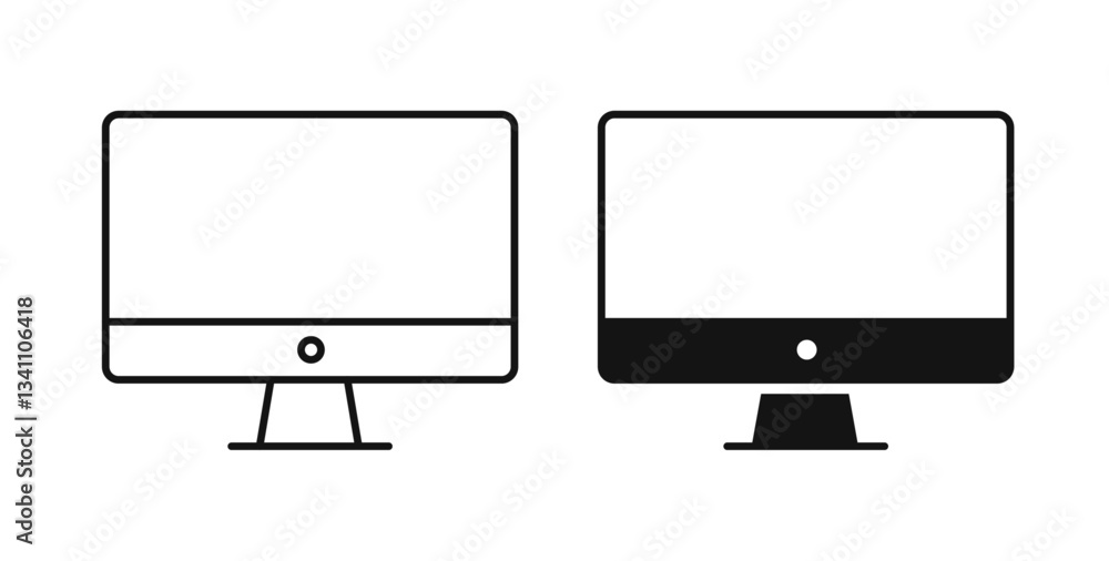 Fototapete computer screen icons on white background for web