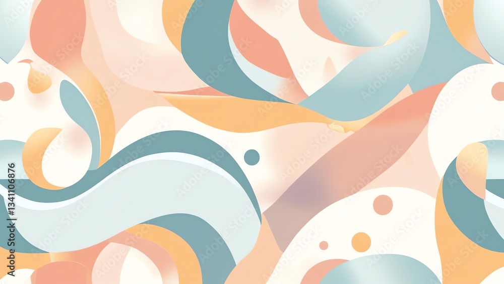 Canvas Prints abstract pastel waves: a seamless pattern of soft hues and organic forms
