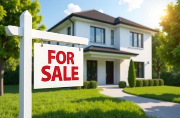 Modern big hose with signboard "sale"