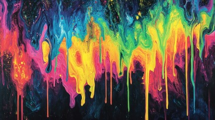 Vibrant Dripping Colors Abstract Painting