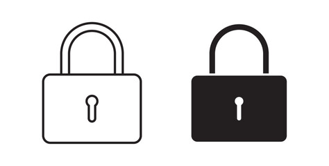 Lock icon set on white background