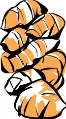Stylized sweet potatoes with bold outlines in black, expressive and artistic High quality illustration