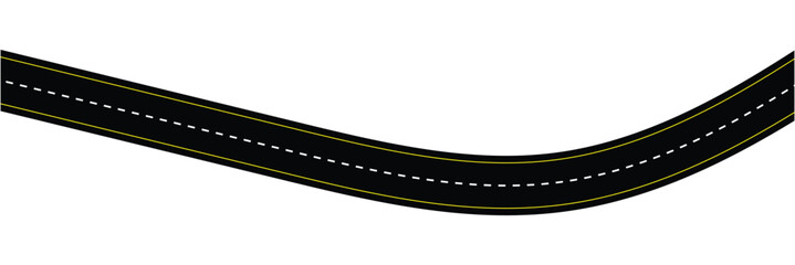 Wavy road with winding curves and horizontal path. Top view of race track and highway. Flat vector illustration isolated on white background in eps 10.