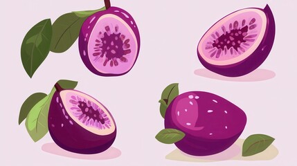 vector illustration of ripe plums
