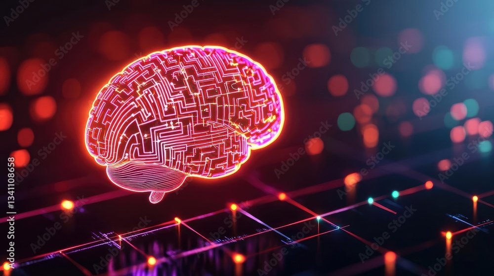 Aufkleber Artificial intelligence database and future computing concept. Digital brain illustration representing artificial intelligence concepts.
