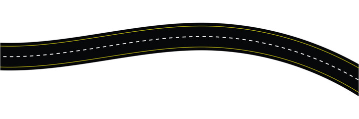 Naklejka premium Wavy road with winding curves and horizontal path. Top view of race track and highway. Flat vector illustration isolated on white background in eps 10.