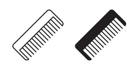 Hair brush icons set in black colors on white background
