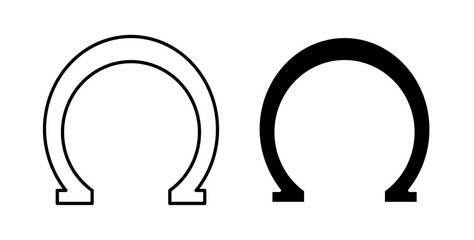 Horseshoe icons set in black colors on white background