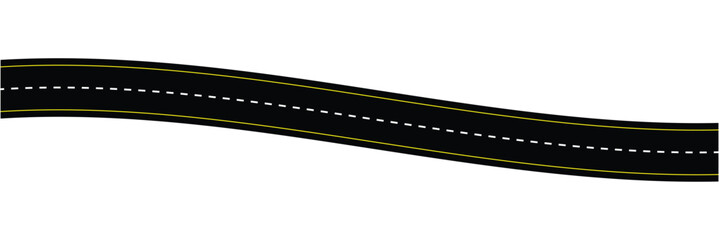 Obraz premium Wavy road with winding curves and horizontal path. Top view of race track and highway. Flat vector illustration isolated on white background in eps 10.