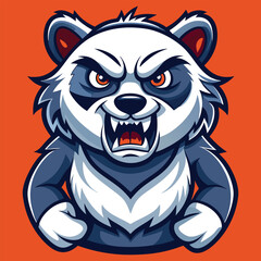 Angry panda Cartoon Vector Icon Illustration