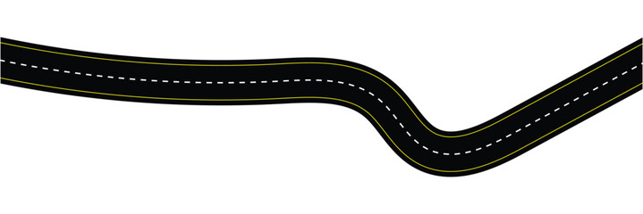 Fototapeta premium Wavy road with winding curves and horizontal path. Top view of race track and highway. Flat vector illustration isolated on white background in eps 10.