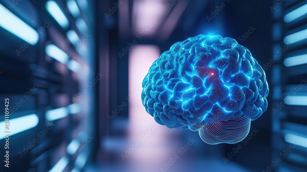 Leinwandbilder Artificial intelligence database and future computing concept. A digital brain illustration symbolizing artificial intelligence.