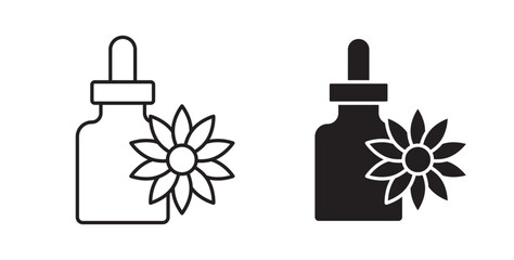 Bach flowers icons set in black colors on white background