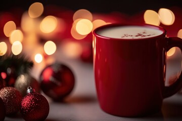Fototapeta premium Festive Christmas drink in a red mug