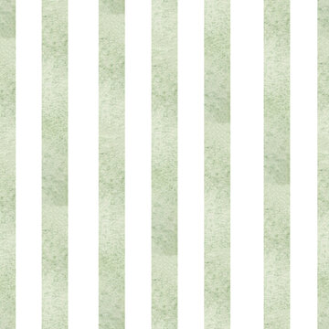 Fototapeta Green watercolor stripes seamless pattern. Hand drawn abstract geometric background, stroke texture in vintage colors for web,packing,textile, fabric design