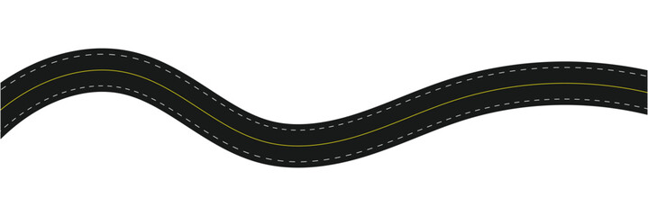 Fototapeta premium Horizontal asphalt road template. Winding road vector illustration. Seamless highway marking Isolated on white background in eps 10.