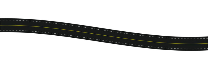 Horizontal asphalt road template. Winding road vector illustration. Seamless highway marking Isolated on white background in eps 10.