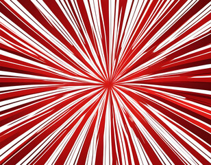 Vibrant red and white radial sunburst pattern with converging lines creating a bold optical and geometric visual effect background