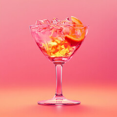 a hyper realistic macro shot a melting cocktail glass