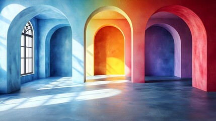 Colorful pastel rainbow gradient backdrop for product presentation