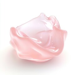 A translucent, rose-quartz blob with a soft, frosted appearance, featuring gentle, undulating curves and a pale pink hue. 