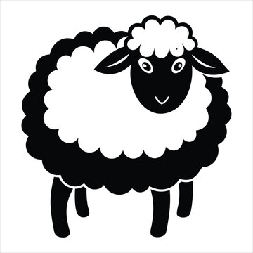 recommend clip art: Simple black and white illustration of a head of sheep or lamb 