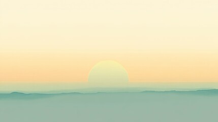 Serene Sunrise Over Misty Mountains: A Pastel Landscape Painting