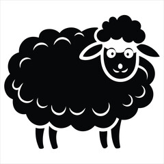 Obraz premium Simple black and white illustration of a head of sheep or lamb 