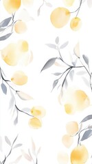 High quality illustration of Mandarin-inspired patterns in soft watercolor tones of yellow, dreamy and fresh
