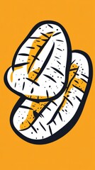 Stylized sweet potatoes with bold outlines in white, expressive and artistic High quality illustration