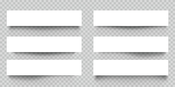 Set of realistic paper shadow effects at stickers on transparent background
