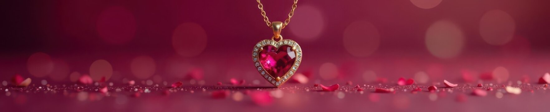 Delicate gold chain, heart-shaped ruby pendant ,  romantic,  gemstone