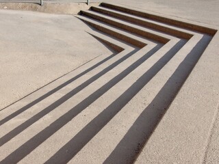 Figured concrete staircase in the city