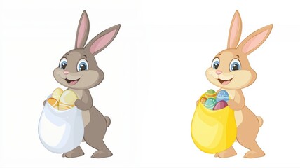 Fototapeta premium easter bunny with eggs in a sack on a white background
