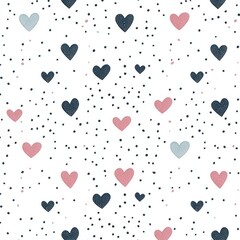 Seamless Pattern with Tiny Hearts and Dots