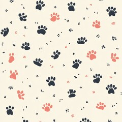 Obraz premium Cute Paw Print Seamless Pattern Background
