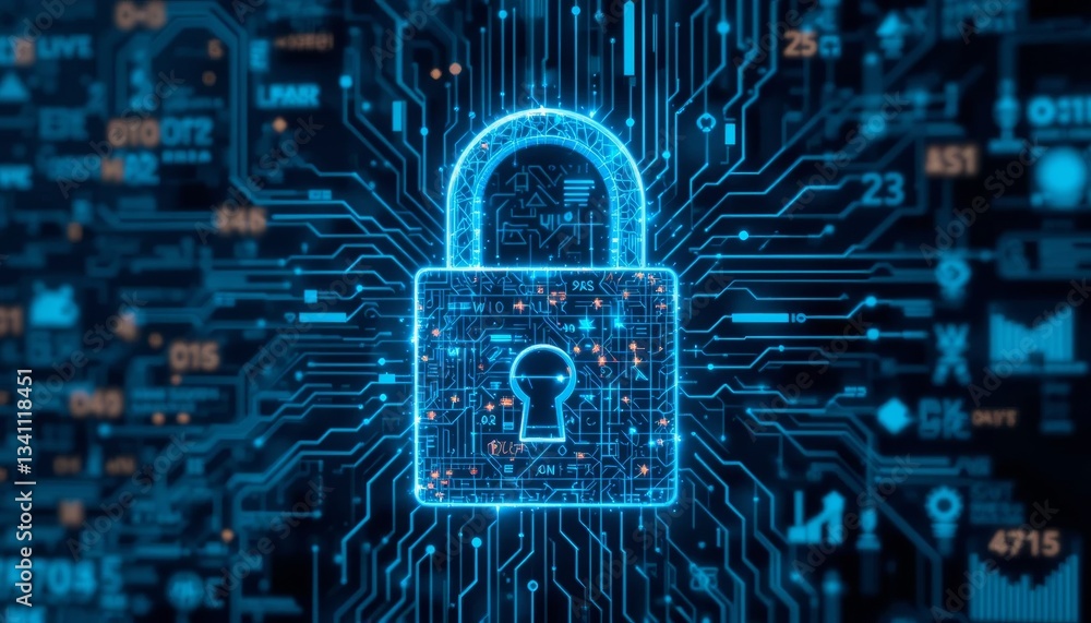 Poster securing digital futures cybersecurity measures global context infographic high-tech environment clo