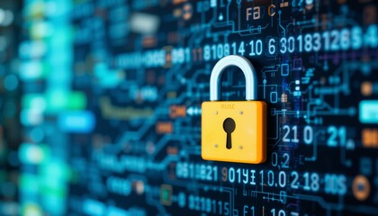 Cybersecurity measures locking down digital assets virtual environment visual representation high-tech setting close-up perspective data protection concepts