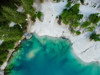 Panoramic view of Lake Braies. 