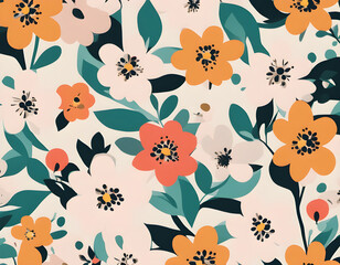 Small flowers pattern, seamless print of abstract simple ditsy flowers, vectore illustration of retro ditsy print. Floral seamless background