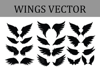 Reach New Heights with this Exclusive Wings Vector Set &ndash; With Detailed Feathers and Bold Lines, These Artistic Designs Will Elevate Your Creative Projects Like Never Before.