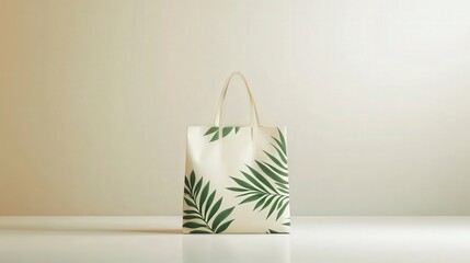 Shopping bag mockup with leaf design