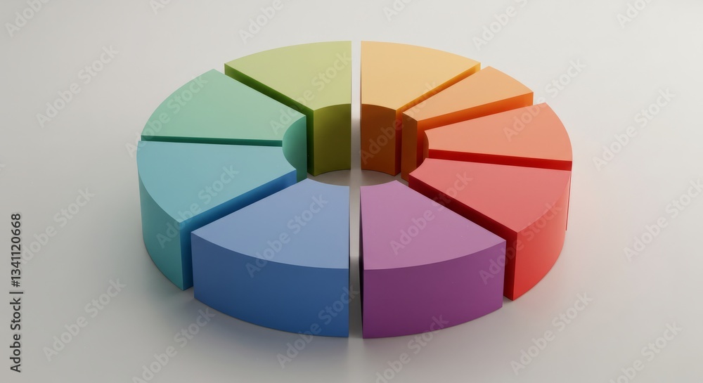 Poster pastel color circle segments 3d rendering