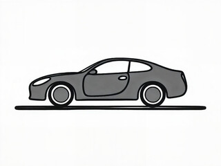 Car illustration in simple line art style on white background  