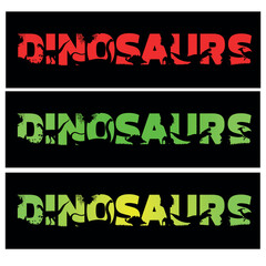 Vector typography with the word dinosaurs. Prehistoric animals. Every letter is filled with dinosaurs