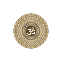 Om symbols with beautiful mandala