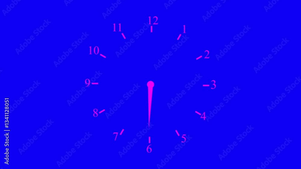 Poster orange clock icon with moving arrows in 12 hour . stopwatch 4k video animation. alpha channel .clock