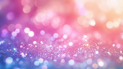 Fototapeta premium Iridescent Glitter Bokeh Background, Pink and Blue