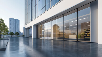 mockup display Modern storefront building realistic